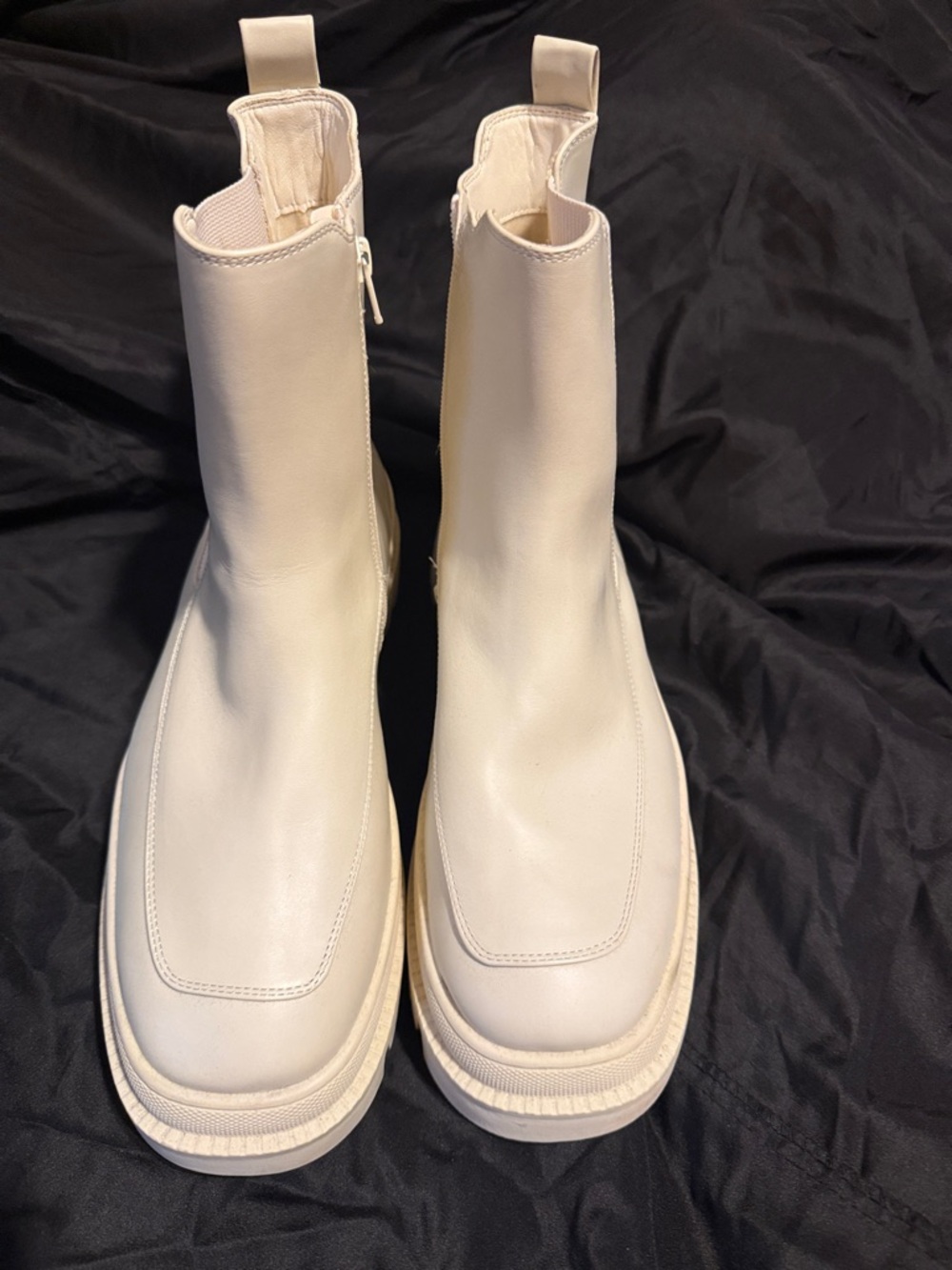 Lane Bryant Cream Platform Moto Boots